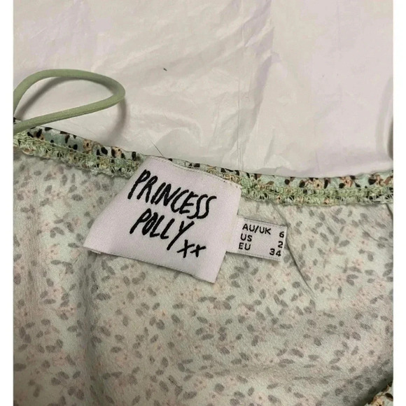 Princess Polly Stargazing Floral Mini Green Slip Dress Size 2 - Picture 6 of 14